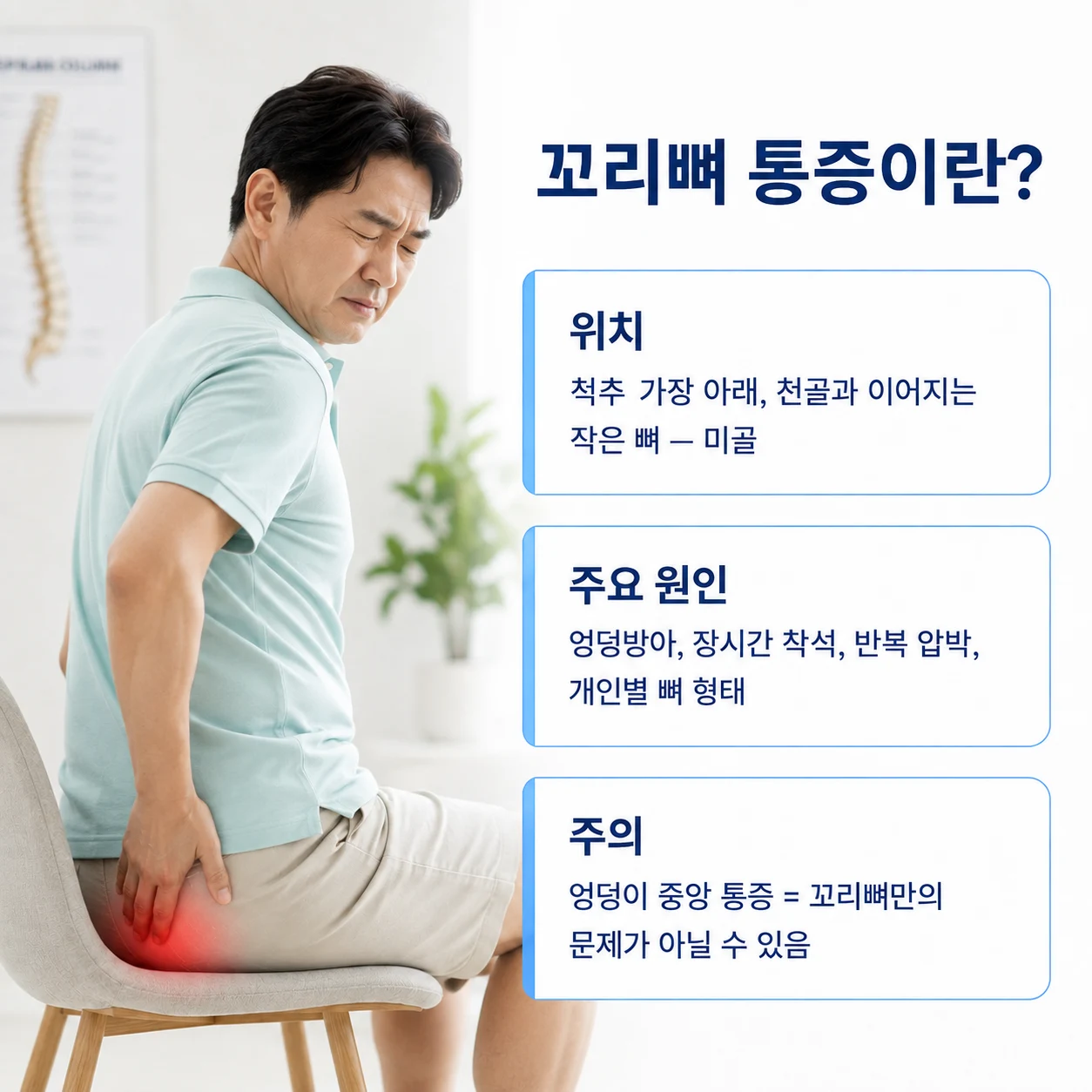 꼬리뼈 위치와 미골통의 다양한 원인
