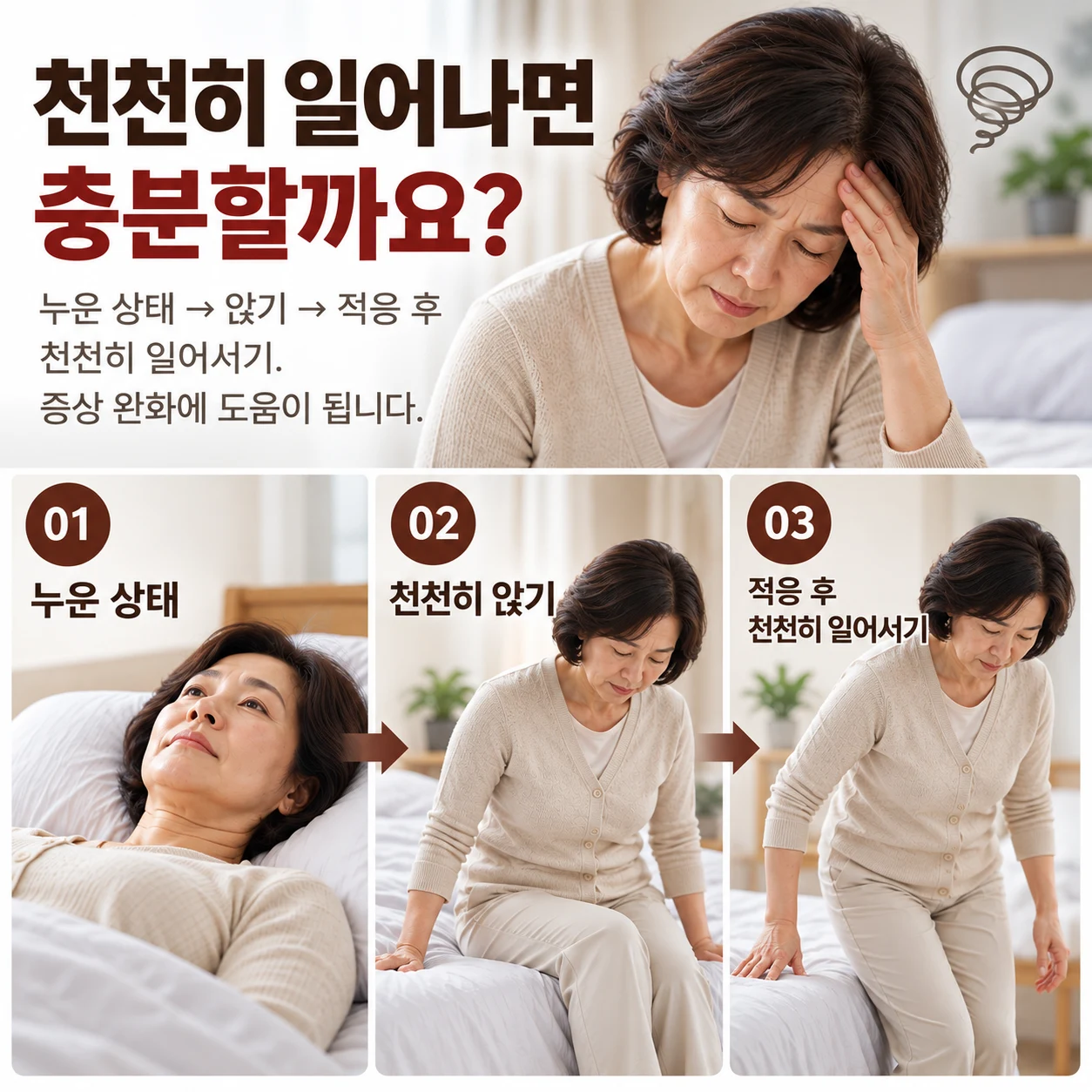 앉아 적응한 뒤 천천히 일어나는 방법
