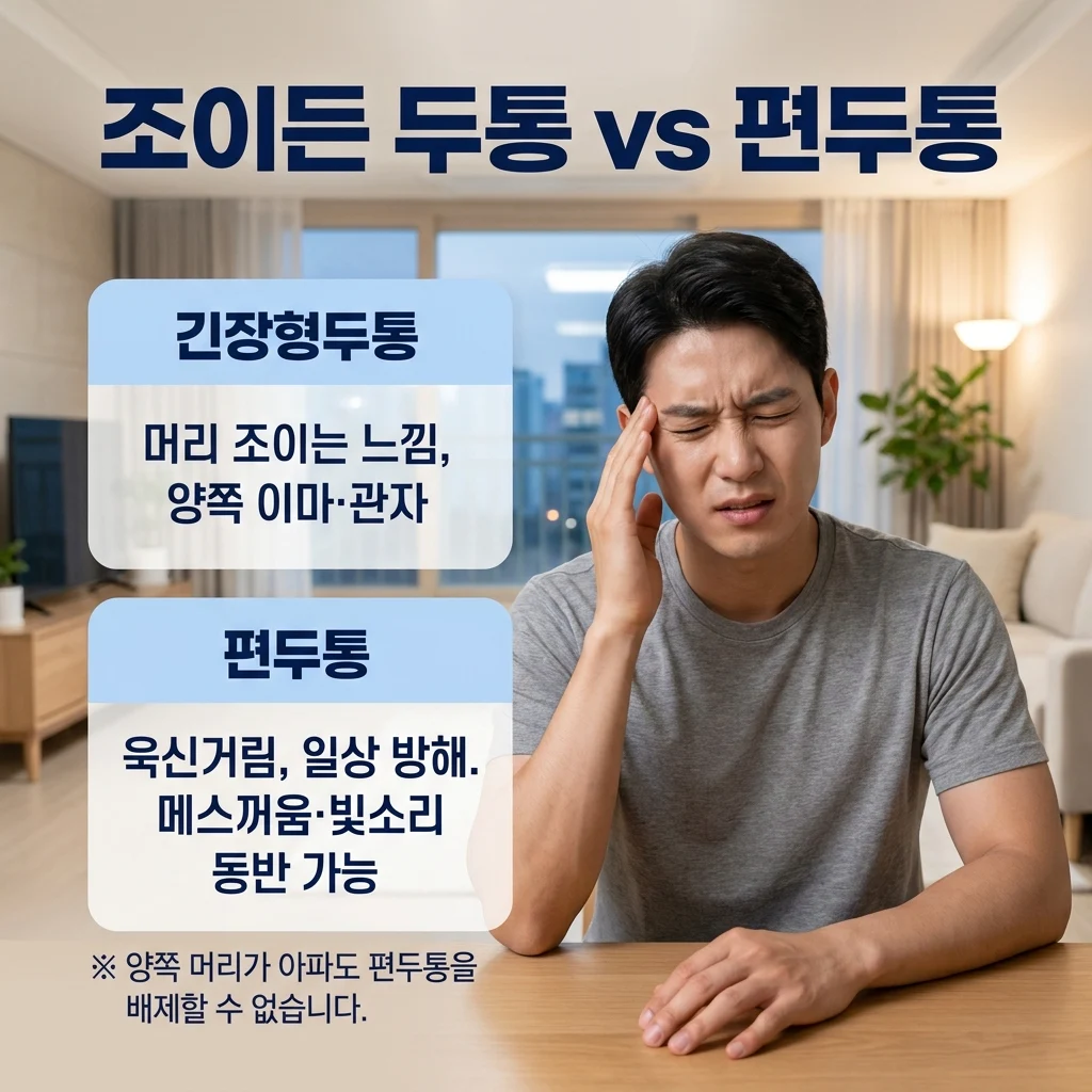 긴장형 두통과 편두통의 특징 비교