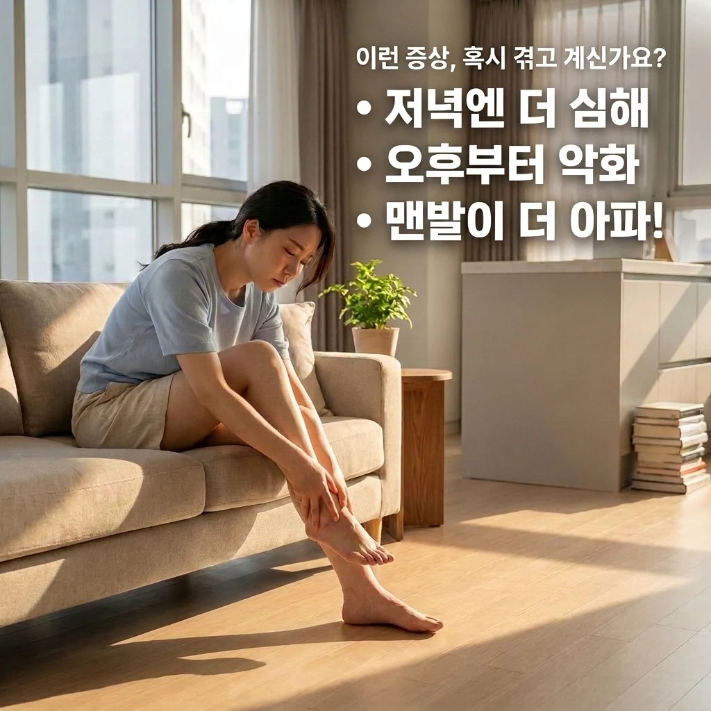 오후와 저녁, 맨발에서 더 심해지는 뒤꿈치 통증