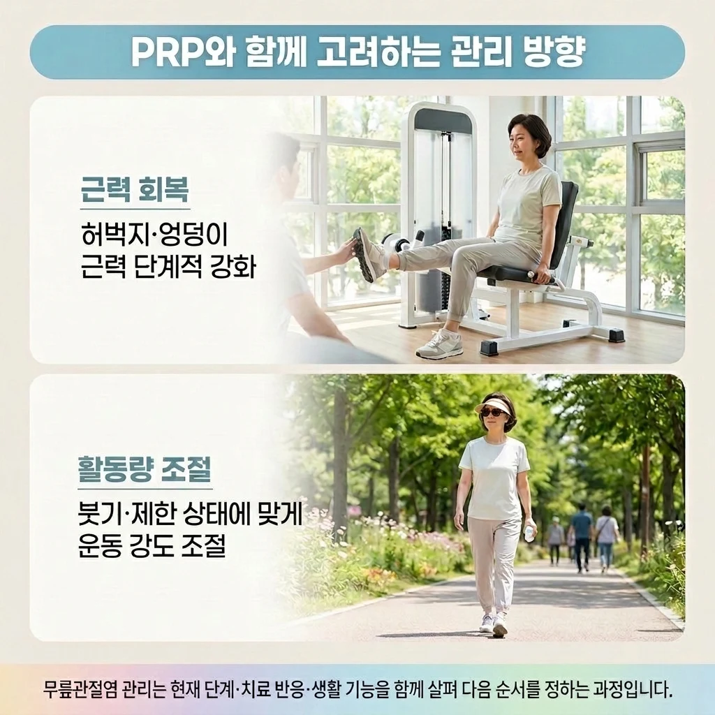 무릎 상태에 맞춘 근력 운동과 활동량 조절