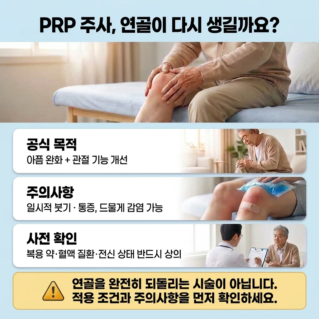 PRP 주사의 목적과 연골 재생에 대한 오해