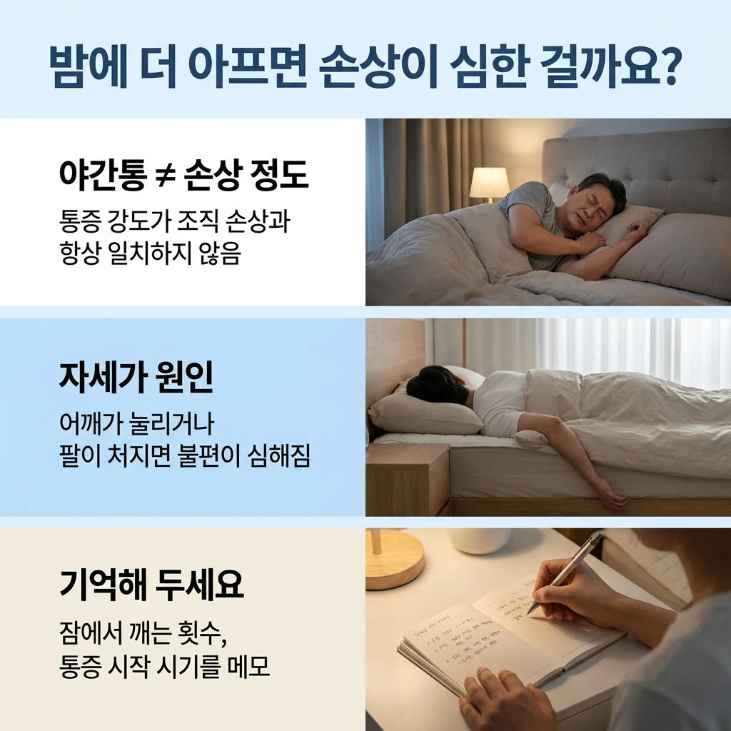 야간통의 강도와 손상 정도는 항상 일치하지 않습니다
