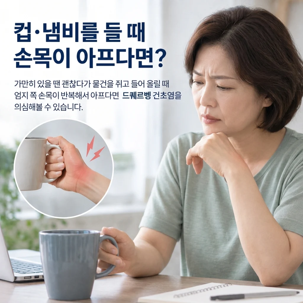 물건을 쥐고 들 때 반복되는 엄지 쪽 통증